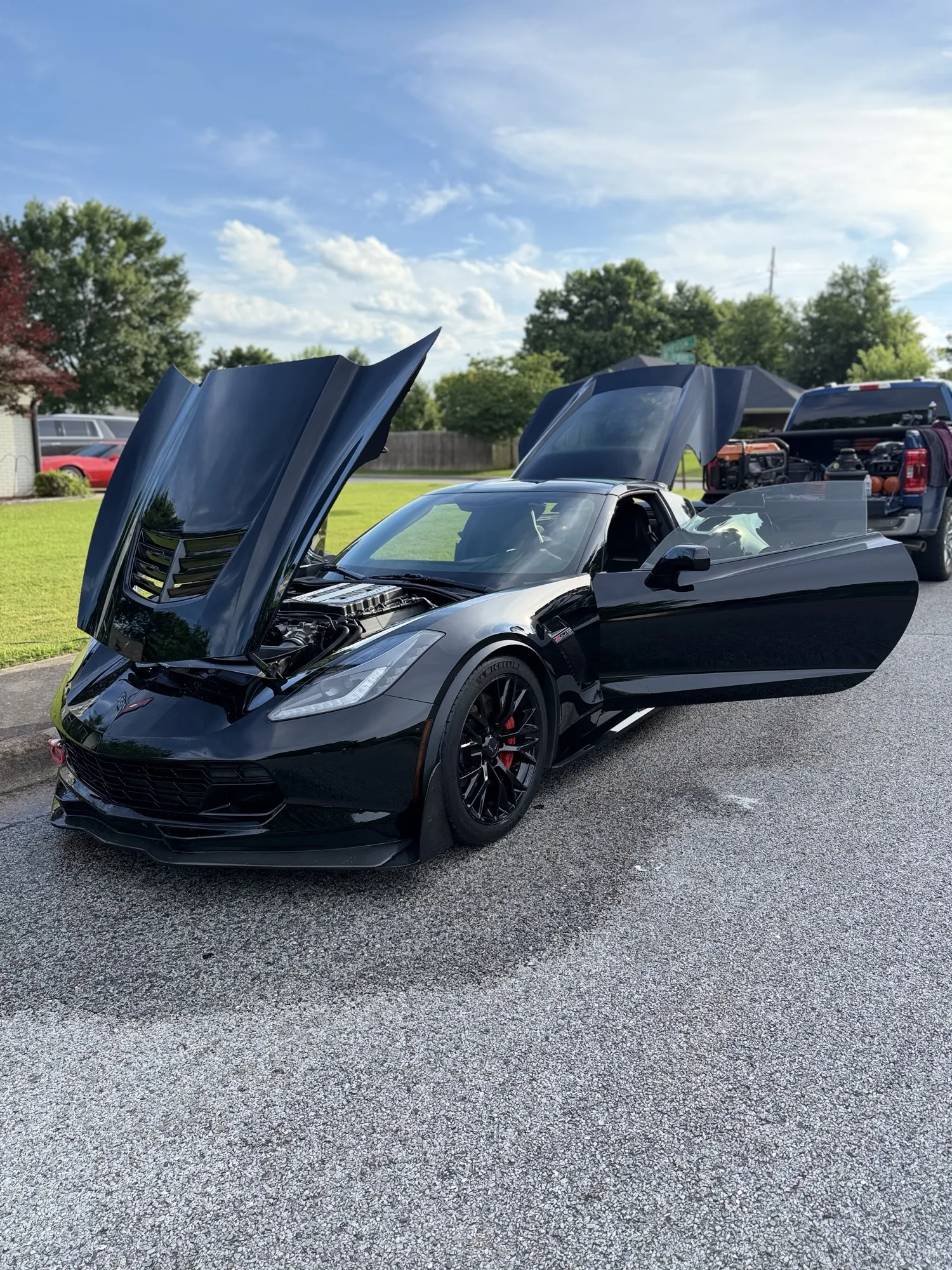 Black Corvette during a full detail